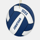 blauw wit sportteam : jongens volleybal keramisch ornament (Links)