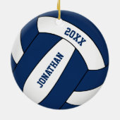 blauw wit sportteam : jongens volleybal keramisch ornament (Achterkant)