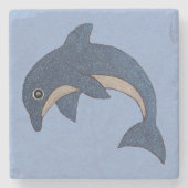 Blauw wit Springen Dolfijn Koel Swirl eye Stenen Onderzetter (Voorkant)