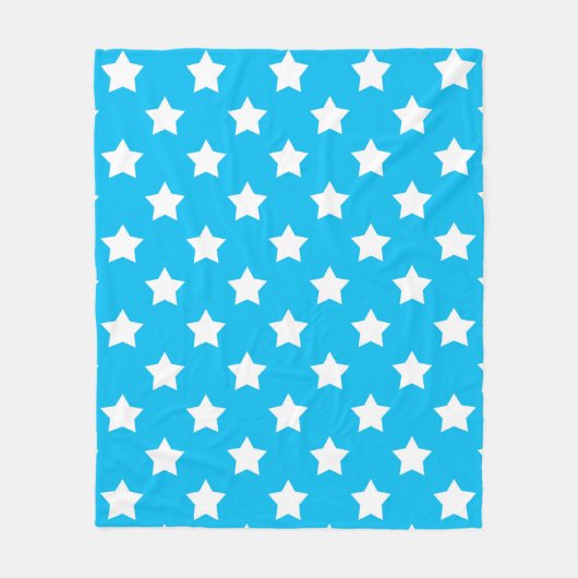 Blauw wit sterren patroon decoratief fleece deken (Voorkant)