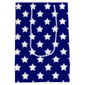 Blauw wit sterren patroon decoratief medium cadeauzakje (Achterkant)