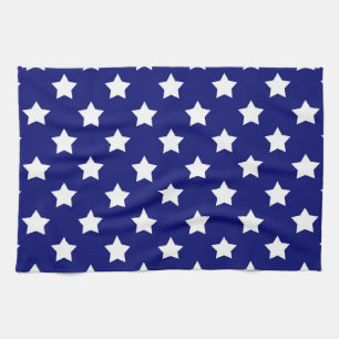 Blauw wit sterren patroon decoratief theedoek