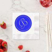 Blauw/Wit Stip Monogram Servet (Insitu)