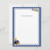 Blauw & Wit Stippen Teddybeer Platte Bedankt (Achterkant)