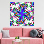 Blauw Wit Stippen Verpakt Canvas Afdruk (Insitu (Woonkamer))
