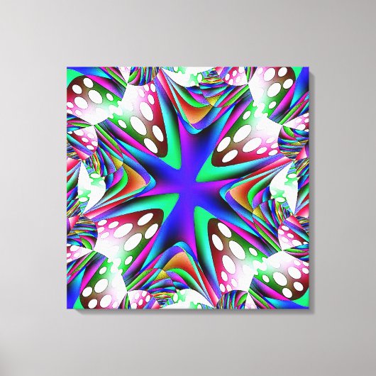 Blauw Wit Stippen Verpakt Canvas Afdruk (Voorkant)