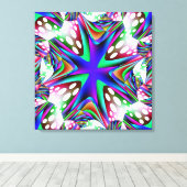 Blauw Wit Stippen Verpakt Canvas Afdruk (Insitu (Houten vloer))