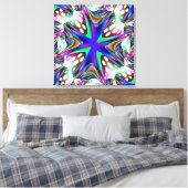 Blauw Wit Stippen Verpakt Canvas Afdruk (Insitu (Slaapkamer))