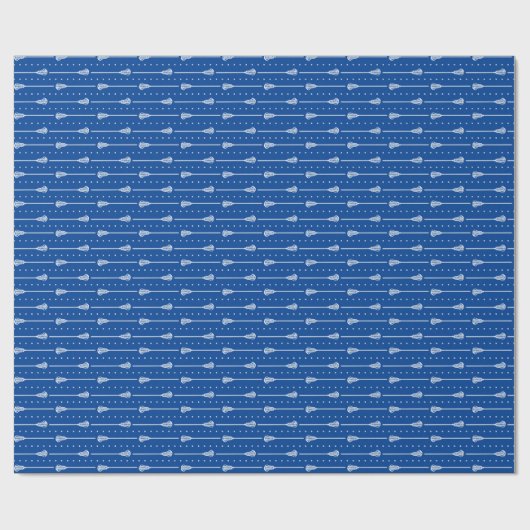Blauw Wit Stokken en Gevlekte Lijnen Patterned Cadeaupapier (Vlak)