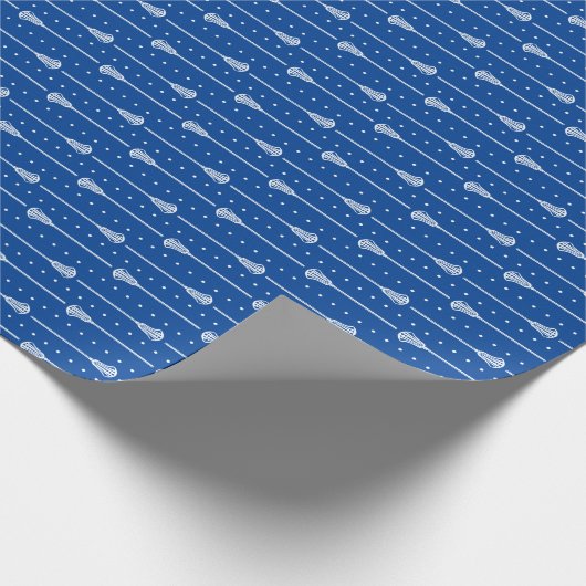 Blauw Wit Stokken en Gevlekte Lijnen Patterned Cadeaupapier (Hoek)