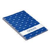 Blauw Wit Stokken en Gevlekte Lijnen Patterned Notitieboek (Rechterzijde)