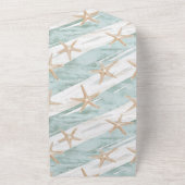 Blauw Wit Strand Zeester bruiloft All In One Uitnodiging (Buitenkant)