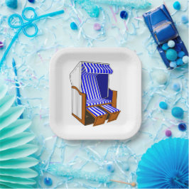 Blauw & Wit Strandstoel Thema Feest Papieren Borde Bordje