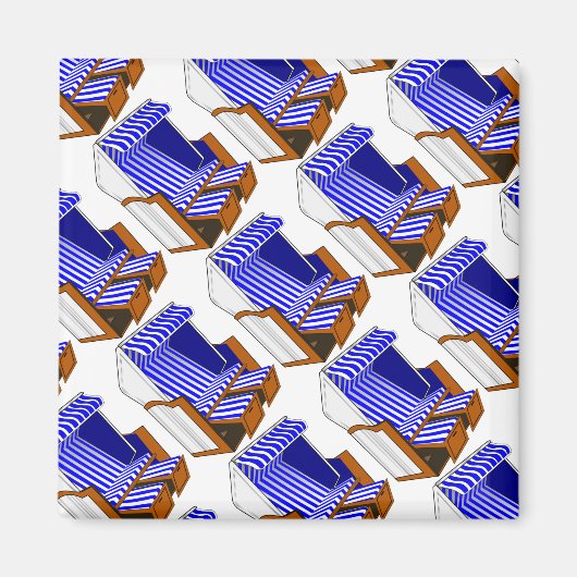 Blauw & Wit Strandstoelen Thema Magneet (Voorkant)