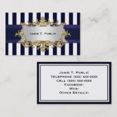 Blauw wit streep, blauw lint, goud ingelijst label (Voorkant / Achterkant)