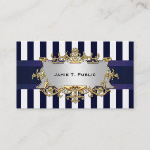 Blauw wit streep, blauw lint, goud ingelijst label