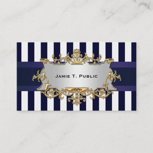 Blauw wit streep, blauw lint, goud ingelijst label (Voorkant)