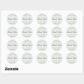 Blauw Wit Streep Gouden Confetti Party Dank u Ronde Sticker (Vel)