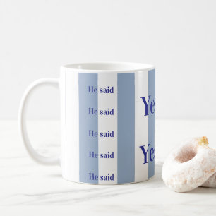 Blauw & Wit Streep Hij zei Ja! Koffiebekers  Koffiemok