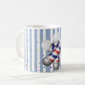 Blauw & Wit Streep Mok Barbierspaal (Voorkant links)