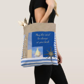 Blauw & Wit Streep Nautisch Zeil Tote Bag (Dichtbij)