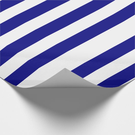 Blauw Wit Streep Verpakkend Document Cadeaupapier (Hoek)