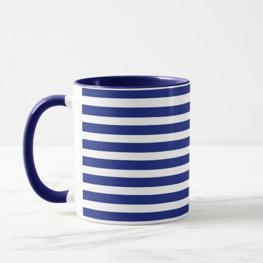 Blauw Wit Streepjespatroon Chinoiserie Coastal Mok (Links)