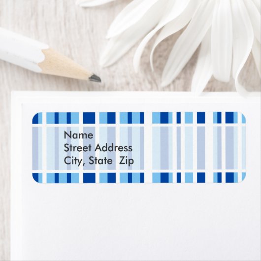 Blauw & Wit Streeppatroon Etiket (Insitu)