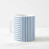 blauw wit streeppatroon koffiemok (Voorkant links)