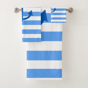 Blauw & Wit Streeppatroon met Anker Bad Handdoek