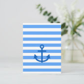Blauw & Wit Streeppatroon met Anker Briefkaart (Staand voorkant)