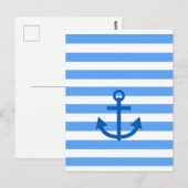 Blauw & Wit Streeppatroon met Anker Briefkaart (Voorkant / Achterkant)