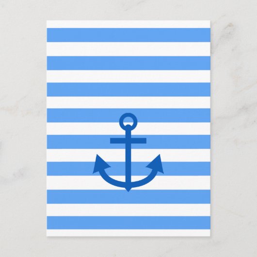 Blauw & Wit Streeppatroon met Anker Briefkaart (Voorkant)
