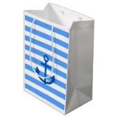 Blauw & Wit Streeppatroon met Anker Medium Cadeauzakje (Achterkant Gekanteld)