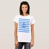 Blauw & Wit Streeppatroon met Anker T-shirt (Voorkant volledig)