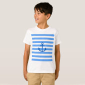 Blauw & Wit Streeppatroon met Anker T-shirt (Voorkant volledig)