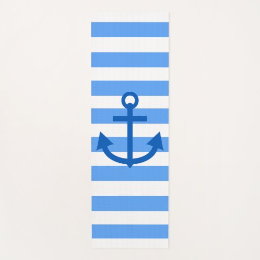 Blauw & Wit Streeppatroon met Anker Yogamat (Voorkant)