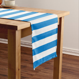 Blauw Wit Strepen Elegant Custom Sjabloon Trendy Korte Tafelloper