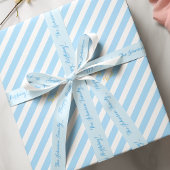 Blauw Wit Strepen Gouden Tekst Verjaardag Kerstmis Cadeaupapier