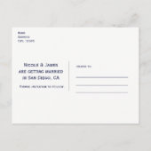 Blauw & Wit Strepen Modern Chique Save the Date Aankondigingskaart (Achterkant)