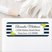 Blauw Wit Strepen Zomergele Waterverf Citroen Etiket (Insitu)