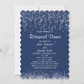 Blauw Wit String Lights Winter Repetitie Diner Kaart (Voorkant)