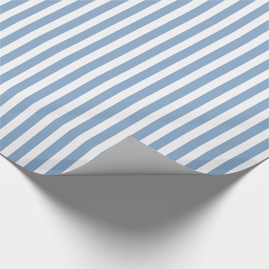 Blauw & wit Striped Patroon Cadeaupapier (Hoek)