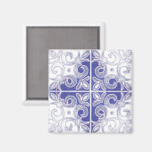 Blauw Wit Swirl geïnspireerd op het Portugese Azul Magneet (Voorkant / Achterkant)