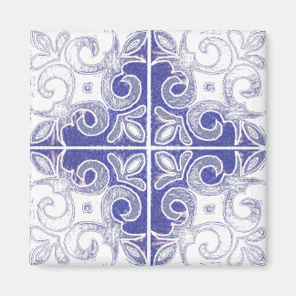 Blauw Wit Swirl geïnspireerd op het Portugese Azul Magneet