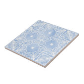 Blauw Wit Symmetrisch Patroon met Marmeren Kijk Tegeltje (Zijkant)