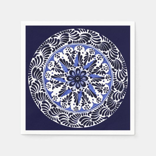 Blauw-wit Talavera Cuatro Servet (Voorkant)