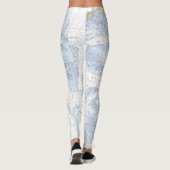 Blauw Wit Tan Authentieke Nautische Grafiek Leggings (Achterkant)