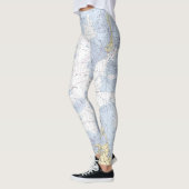 Blauw Wit Tan Authentieke Nautische Grafiek Leggings (Links)