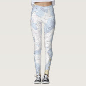 Blauw Wit Tan Authentieke Nautische Grafiek Leggings (Voorkant)
